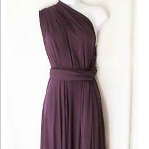 Dessy concorde purple wrap dress